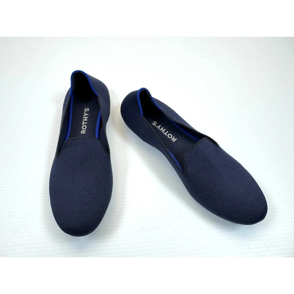 Rothy's The‎ Loafer Women 9 EUC Navy Slip-on Flats Washable Comfort Lightweight